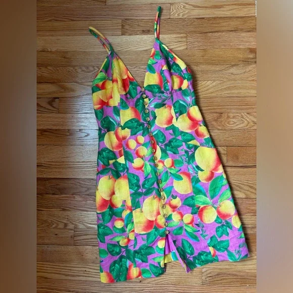 NWT Farm Rio Orange Sunset Linen Mini Dress - Picture 3 of 6